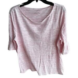 TALBOTS Heather Bubblegum Pink summer Beachy Short sleeve cotton top siz L